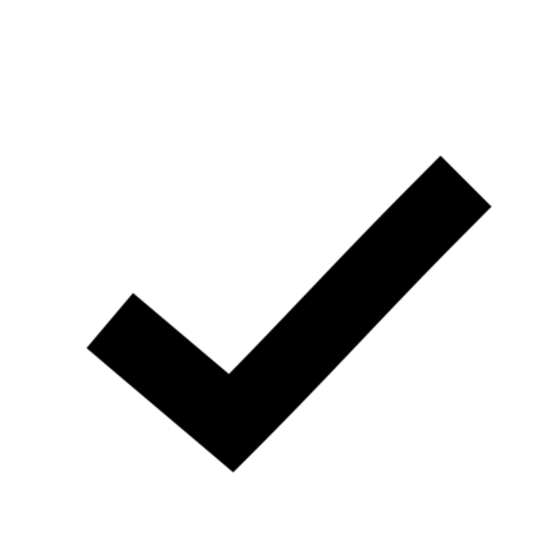 Black check mark on a white background